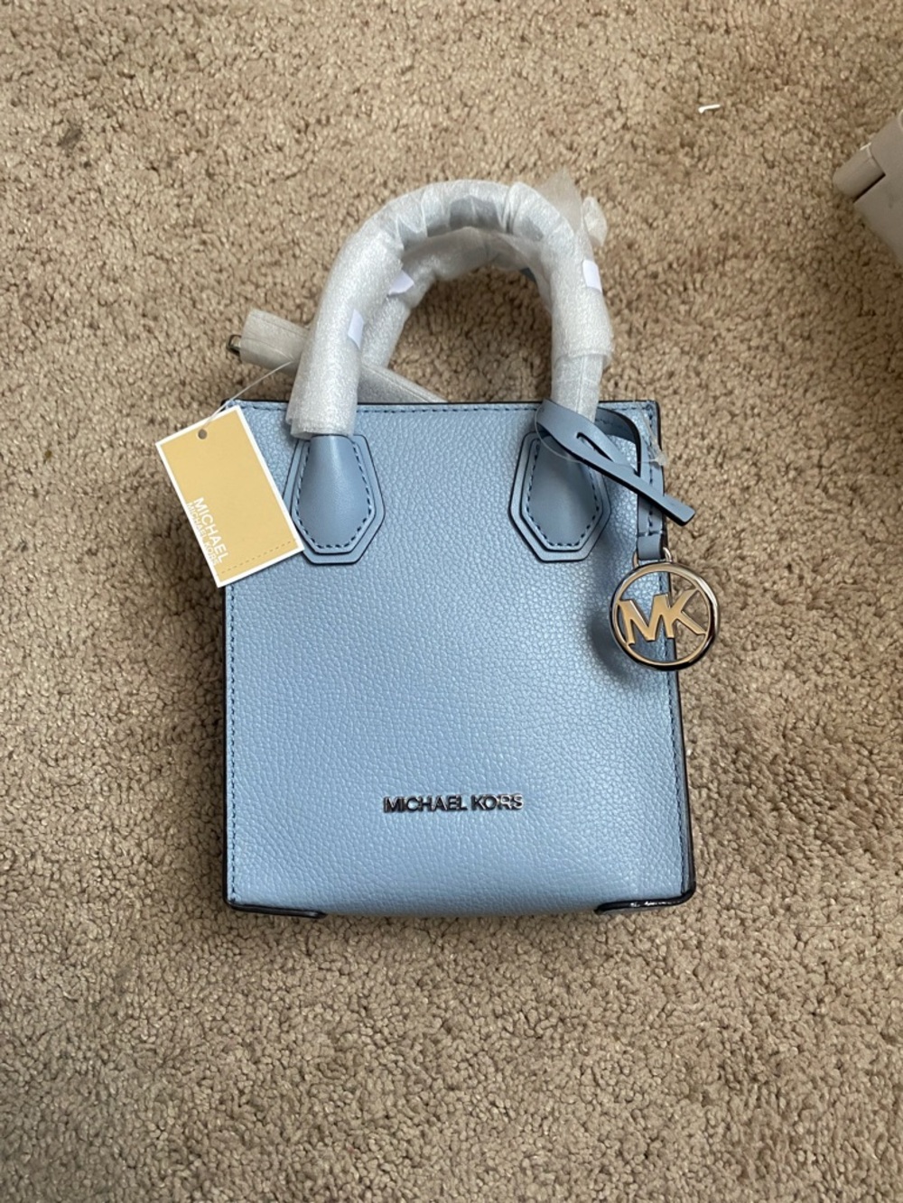 Michael Kors Mini Leather Tote in Light Blue